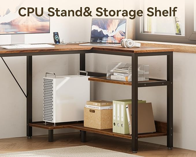 Casaottima L Shaped Desk with Drawers & File Cabinet, Reversible Computer Desk - Image 5