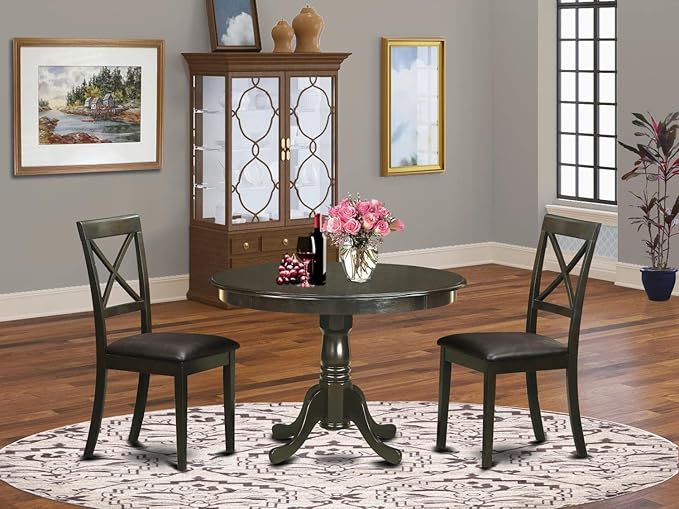 East West Furniture HLBO3-CAP-LC 3 Piece Dining Table Set - Image 6