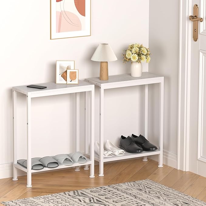 Narrow Side Table for Small Space, 2-Tier Small End Table - Image 4
