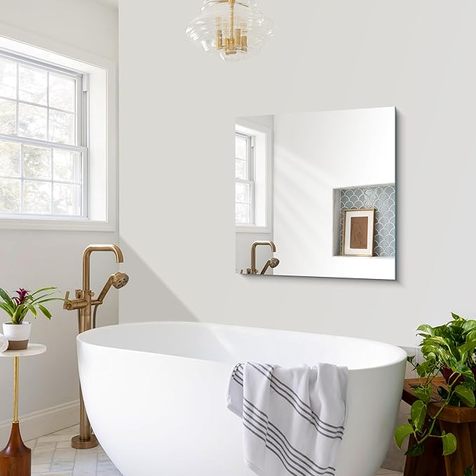 Frameless Mirror, 30x30 inch Square Bathroom Mirrors - Image 5