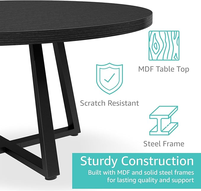 Black Round Dining Table for 6 - Image 6