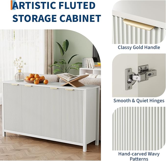 Buffet Cabinet with Storage, Modern Credenza Buffet Table Media Console - Image 3