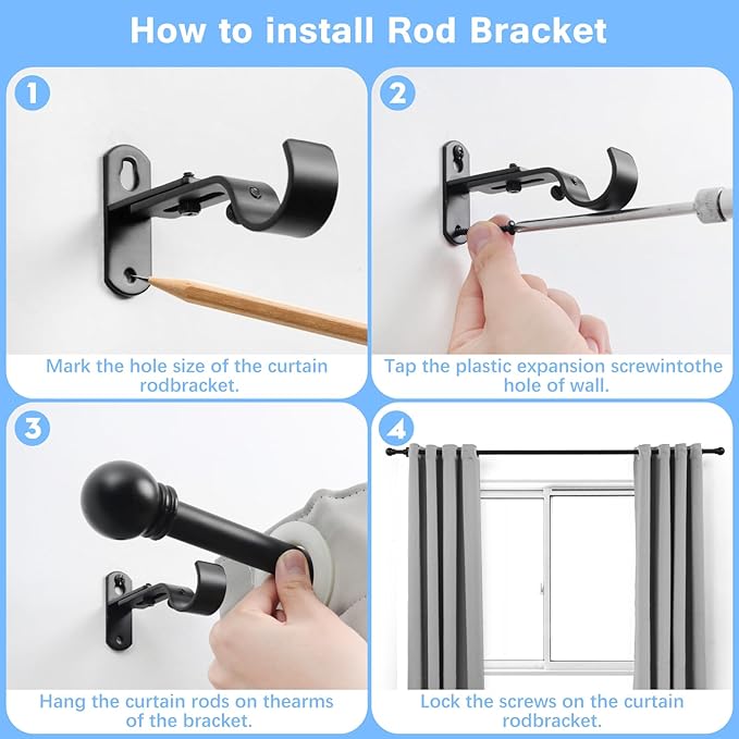 Curtain Rods for Windows 16 to 150 Inches, Curtain Rod Max Adjustable Length of - Image 5