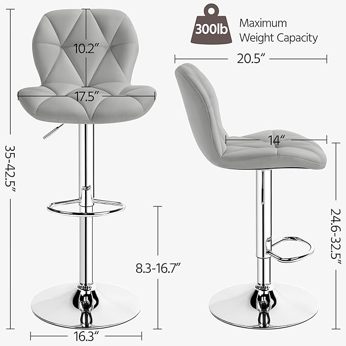 Yaheetech Bar Stools Set of 4, PU Leather Swivel Barstools, Height Adjustable - Image 3