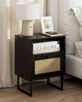 Masupu Rattan Nightstand, Modern Boho Farmhouse Wood Bedside Table by Masupu