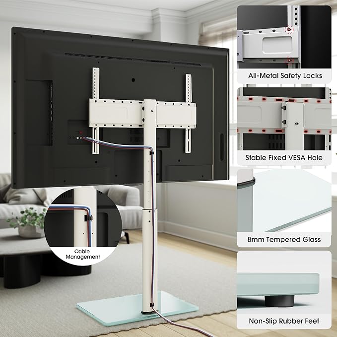 Swivel TV Floor Stand for 43-75 Inches TVs, 10 Level Height Adjustable Corner - Image 6