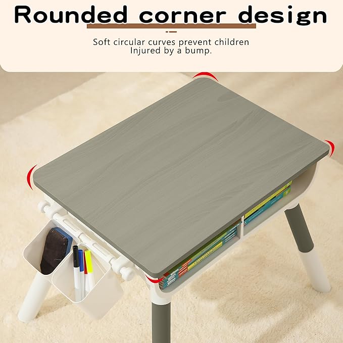 Kids Study Desk and Chair set Height Adjustable Graffiti Desktop Storage Drawer - Image 5