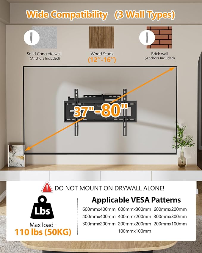 FORGING MOUNT Long Extension TV Mount Full Motion Wall Bracket - Image 3