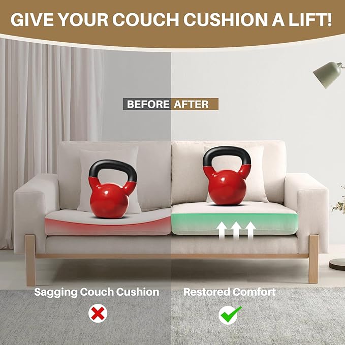 Couch Cushion Support for Sagging Cushions 20''x20'', Two in One Sofa Cushion - Image 4