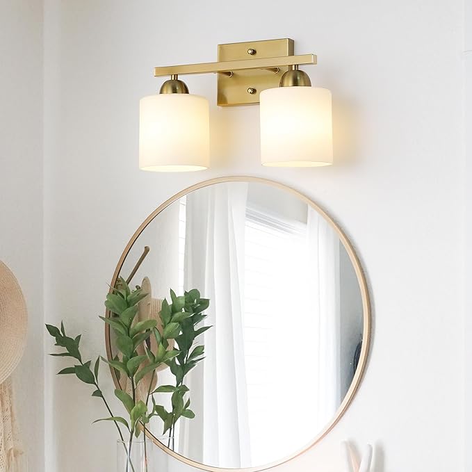 Stainless Steel Milk Glass Vanity Lights - Image 2