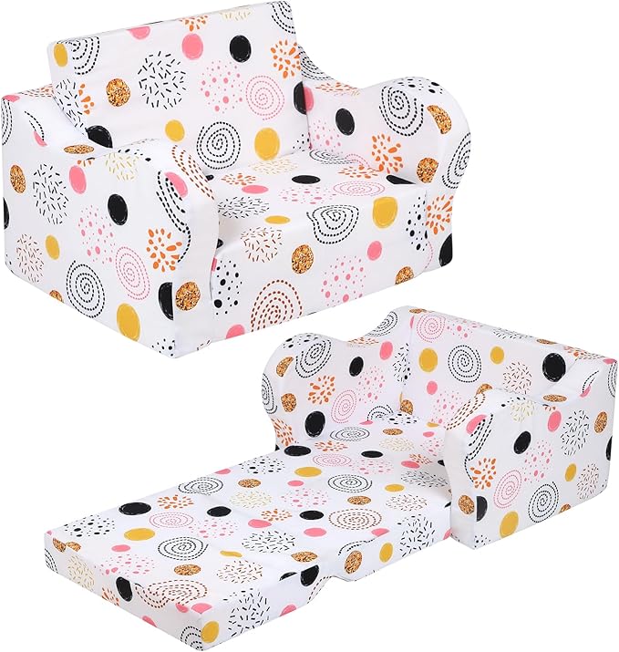 Firework Kids Sofa, 2-in-1 Kids Couch Fold Out, Convertible Sofa to Bed by MOMCAYWEX
