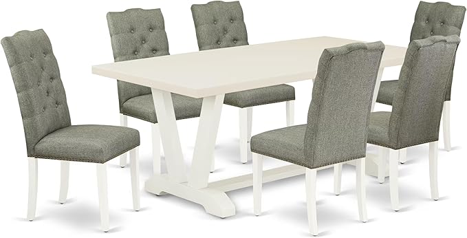 East West Furniture V027EL207-7 7 Piece Dining Room Table Set Consist of a by EastWestFurniture