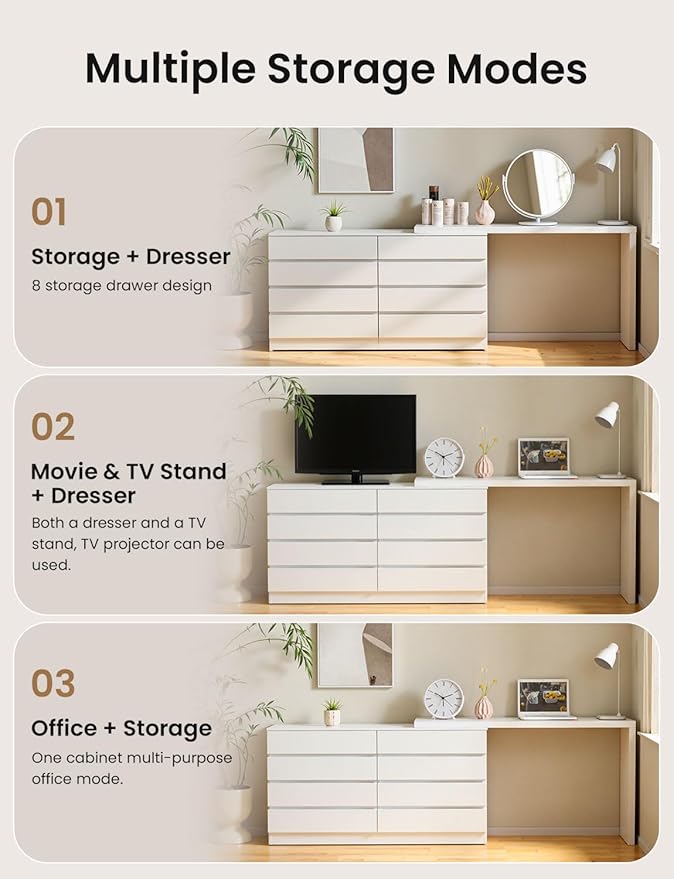 8 Drawer Vanity Dresser Combo - Image 7