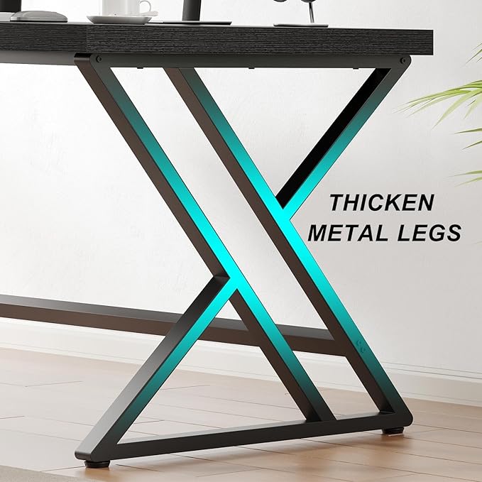 LVB Black Computer Desk, Modern Gaming PC Writing Desk - Image 6