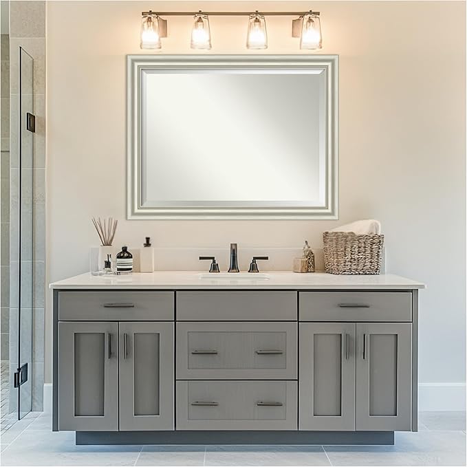 Amanti Art Bathroom Mirror for Over Sink, 36x46 Sophia Silver Rectangle Vanity - Image 5