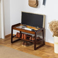 Solid Wood Shoe Bench, 2-Tier Entryway Bench by SOBIBO