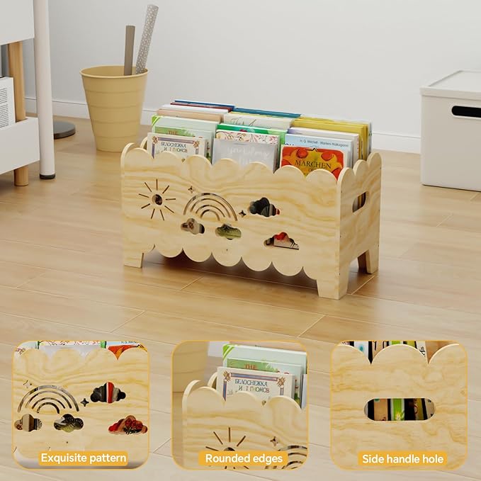 Wood Kids Bookshelf, Montessori Bookshelf, Suitable Kids Rooms, Nursery & - Image 6