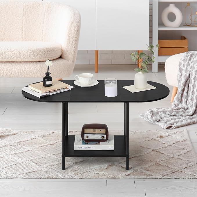 Coffee Tables for Living Room, 2-Tier Small Coffee Table Industrial Modern - Image 5