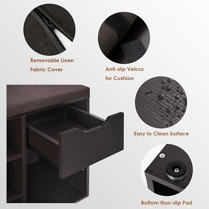 DINZI LVJ Shoe Bench, Entryway Storage Bench - Image 5
