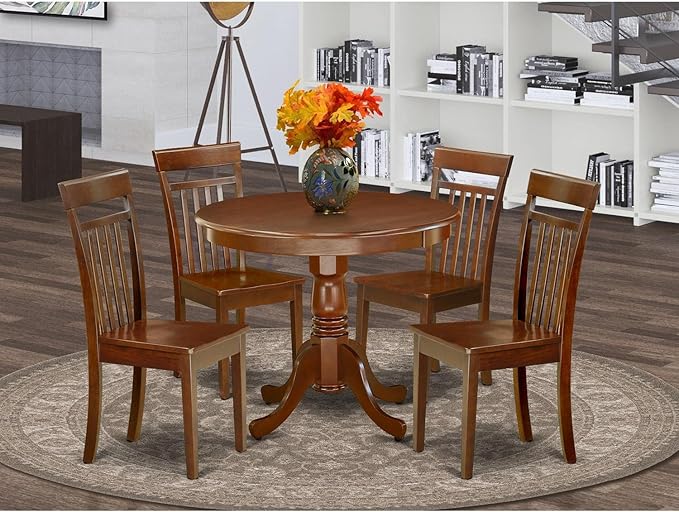 East West Furniture ANCA5-MAH-W 5 Piece Dining Table Set - Image 2