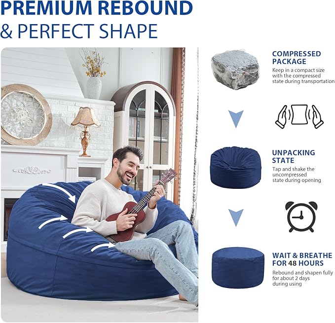 5FT Bean Bag Chair, Large Bean Bag Chairs - Image 6