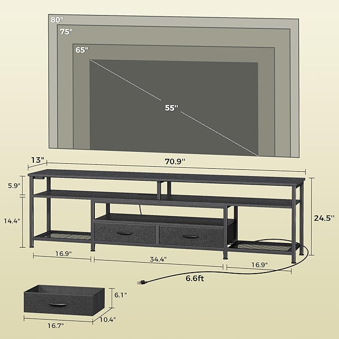 Huuger TV Stand for 75 80 Inch TV, Entertainment Center - Image 6