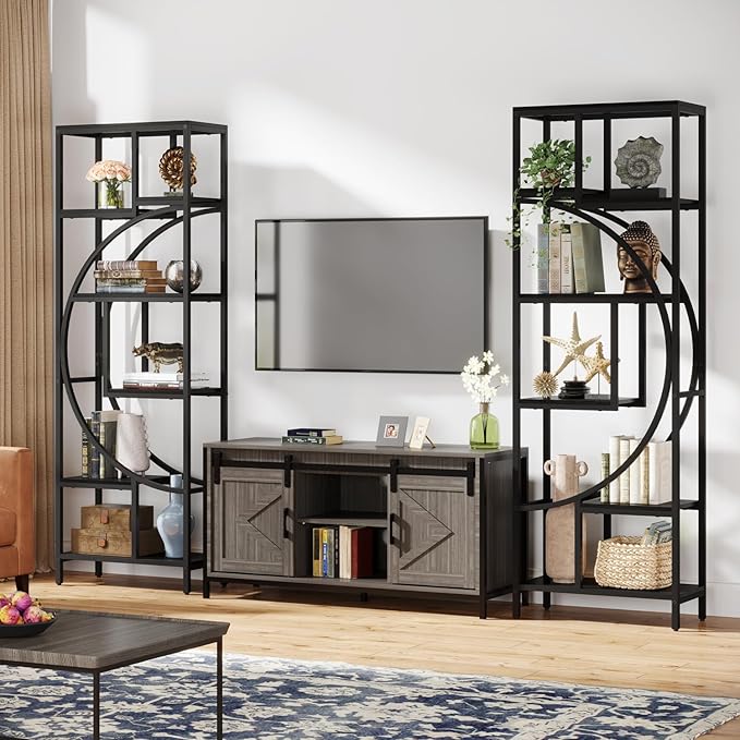 Geometric Bookshelf, 70.9" Tall Bookcase - Image 4