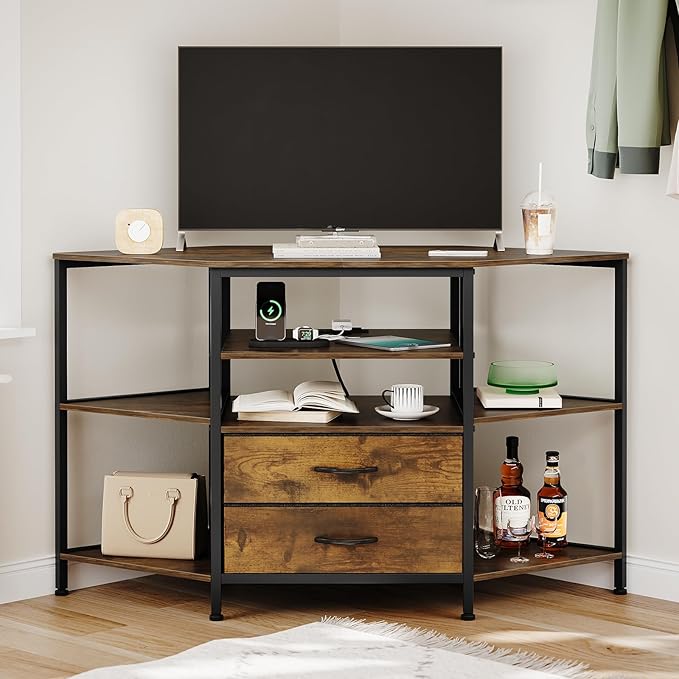 Corner TV Stand for 55 Inch TV, Farmhouse Entertainment Center - Image 7