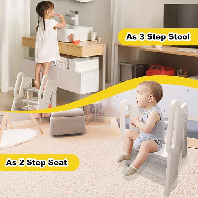 Kids Step Stool for Bathroom, Non-Slip Toddler Step Stool Kitchen Helper - Image 3
