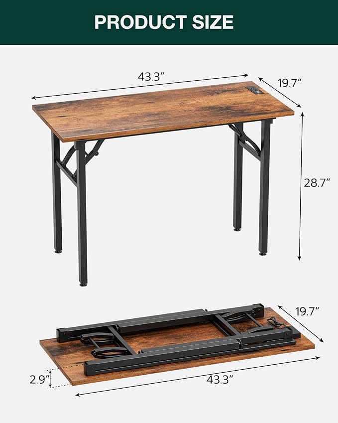 Frylr Small Folding Computer Desk – 43.3 Inch Portable Table - Image 2