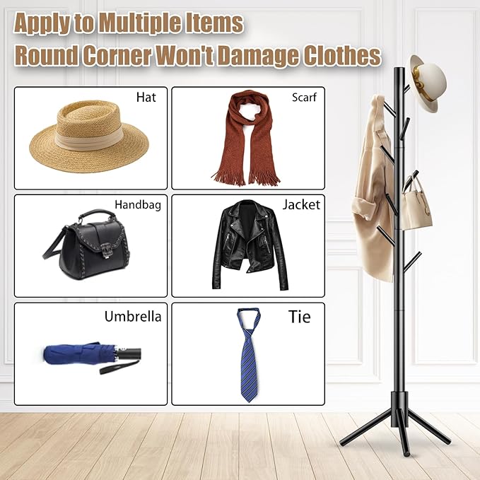 Wooden Coat Rack Stand, Freestanding Coat Rack - Image 6