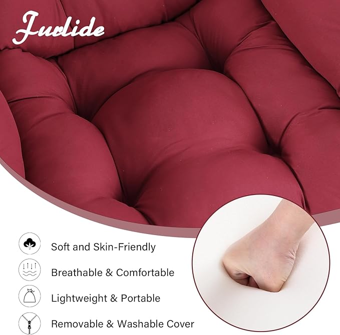Lazy Chair with Ottoman, Comfy Fabric Accent Lounge Armchair with Lumbar Pillow - Image 9