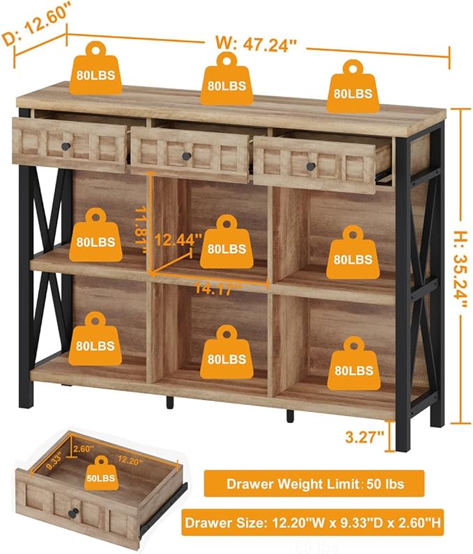 FATORRI Rustic 6 Cube Storage Organizer Shelf - Image 2