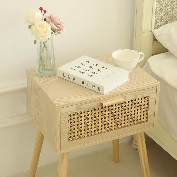 AWASEN Rattan Nightstand, Bedside Table - Image 4