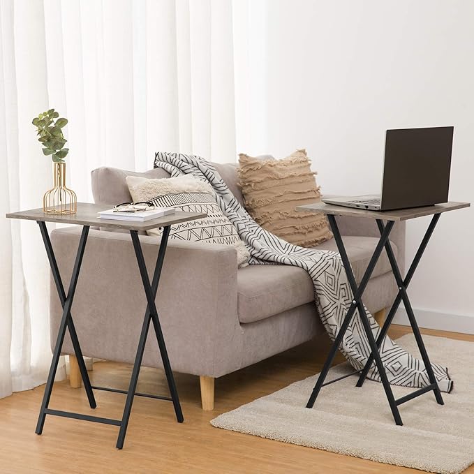 HOOBRO Folding TV Tray Tables, Industrial Side Table - Image 6