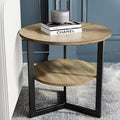 LEEMTORIG Round Side Table, Large 2-Tier End Table Nightstand by LEEMTORIG