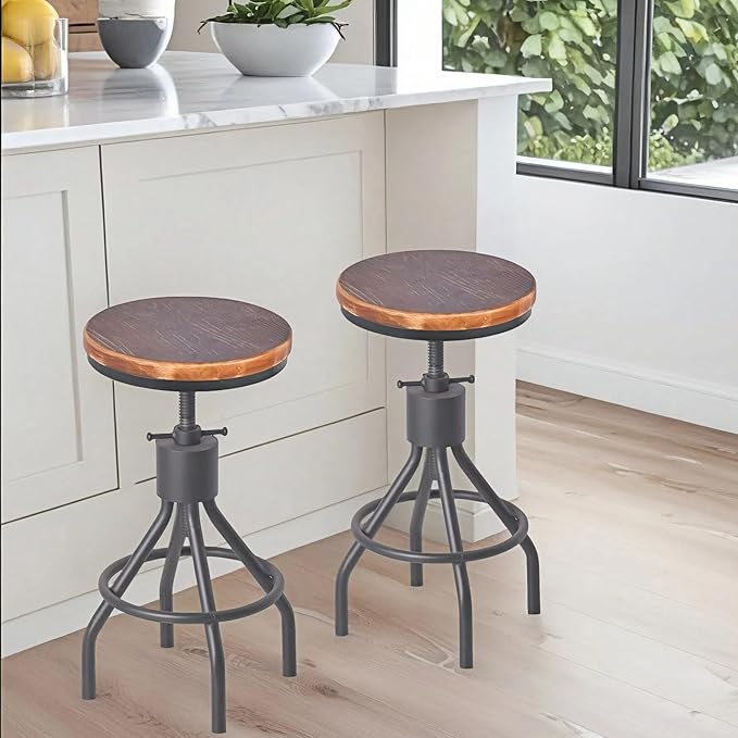 Diwhy Industrial Vintage Kitchen Counter Height Adjustable Bar Stool, Farmhouse by Diwhy