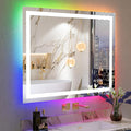 48x38 Inch RGB LED Bathroom Mirror Front Light and RGB Backlit Lighted Vanity by YEELAIT