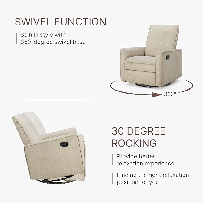Upholstered Recliner Swivel Glider Nursery Chair Reclining Performance Fabric - Image 6