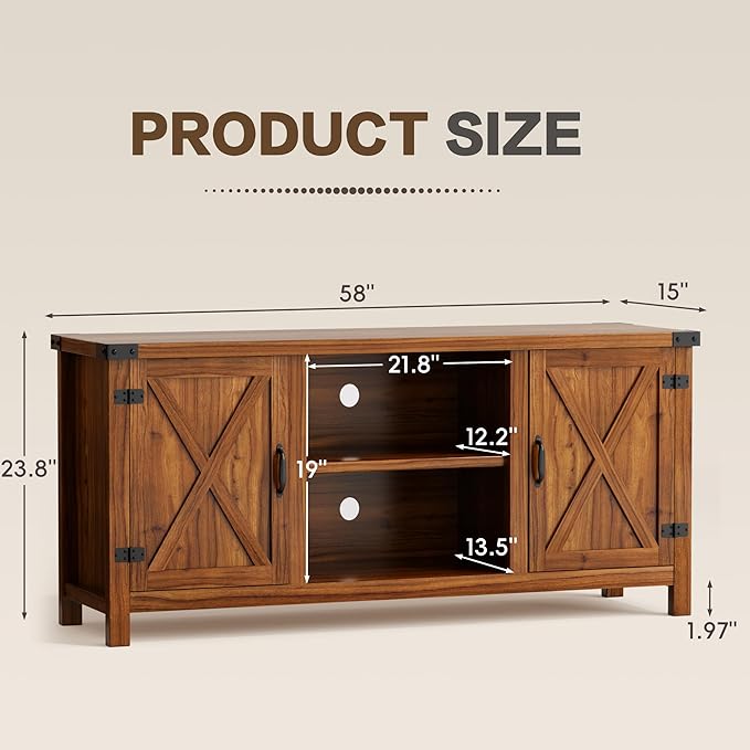 YESHOMY Farmhouse Buffet & Sideboard, Wood Coffee Bar - Image 2