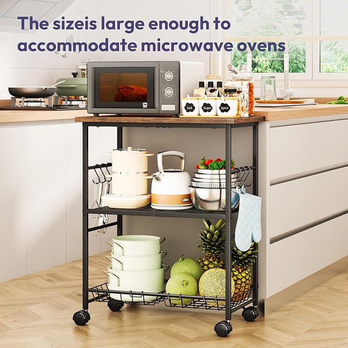 SWTYMIKI Rolling Kitchen Microwave Cart - Image 3