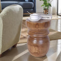 Handcrafted Tree Stump Accent Table 15.75" H Small Solid Paulownia Wood by Athaliah