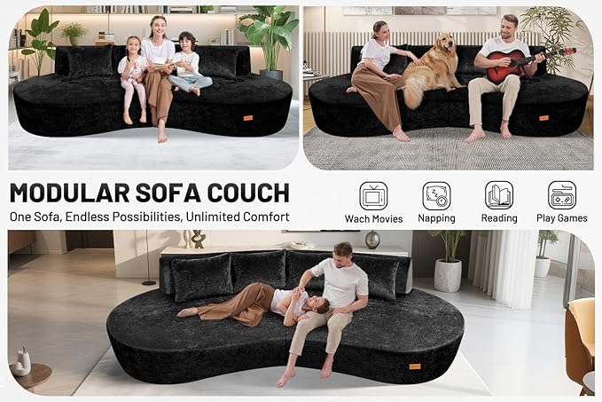 Homguava 104'' Modular Sectional Sofa, Curved Modern Sofa - Image 5