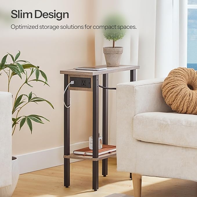 HOOBRO Small End Table with Charging Station, Narrow Side Table with USB Port - Image 3
