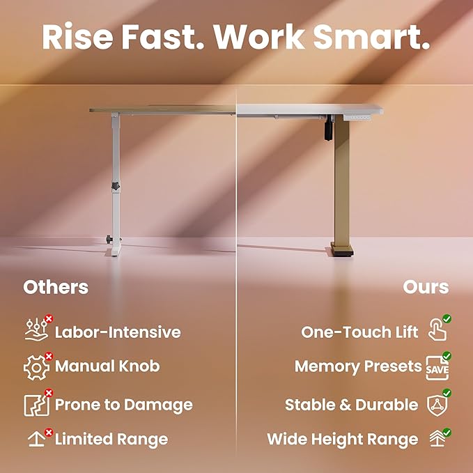 HUANUO 32" Small Electric Standing Desk Adjustable Height, 4 Memory Height - Image 5