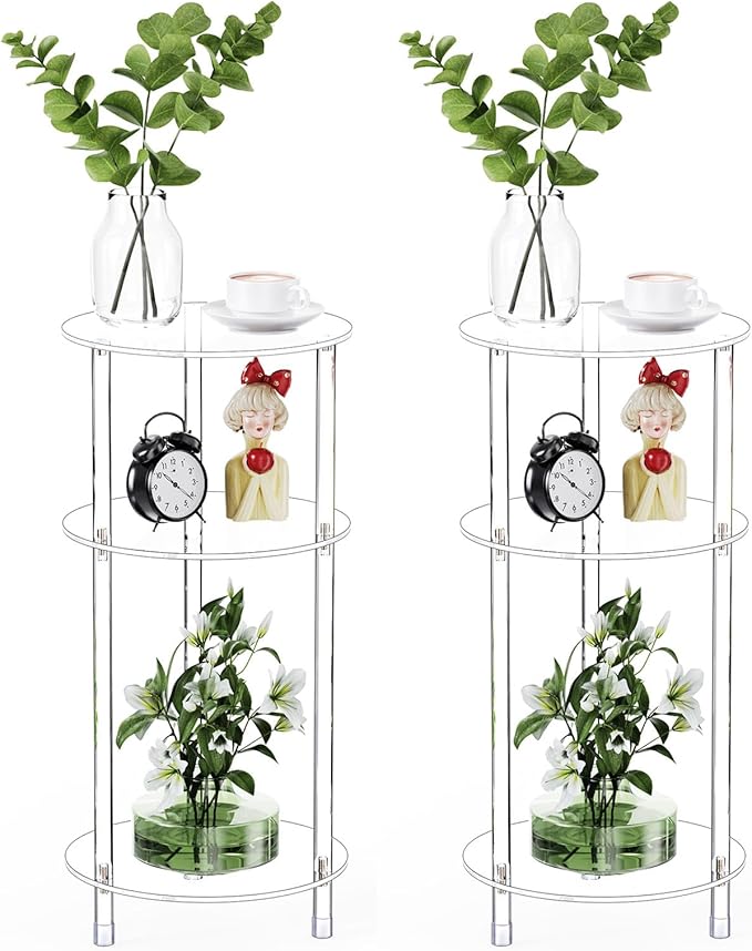 Clear Round Acrylic Side Table Set of 2 by Bkemiy