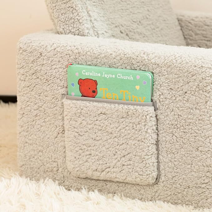 ALIMORDEN Kids Couch, 2-in-1 Fold Out Toddler Chair & Snuggly Foam Lounger Seat - Image 8