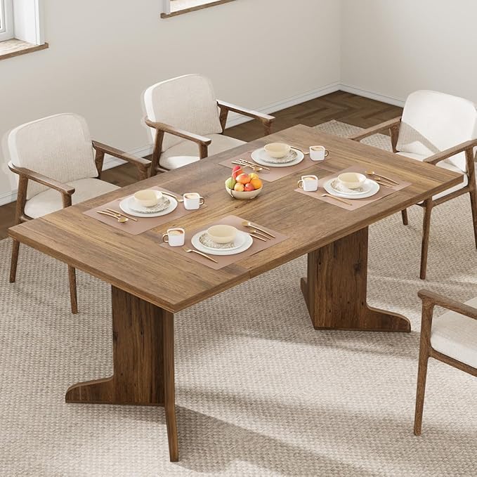 71" Large Dining Table for 6, Farmhouse Kitchen Table by IDEALHOUSE