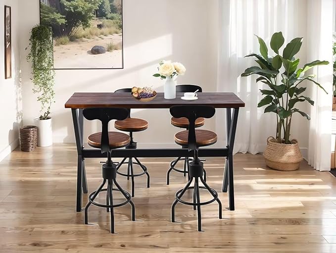Bar Table, for Narrow Space, Living Room, Rustic Brown Wood, Industrial Black - Image 5