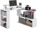 HOMCOM L Shaped Desk, Corner Computer Desk, 360 Degree Rotating Home Office Desk by HOMCOM